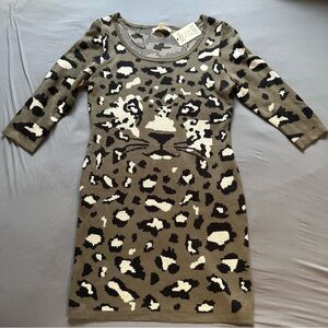NWT Taupe Animal Print Sweater Dress